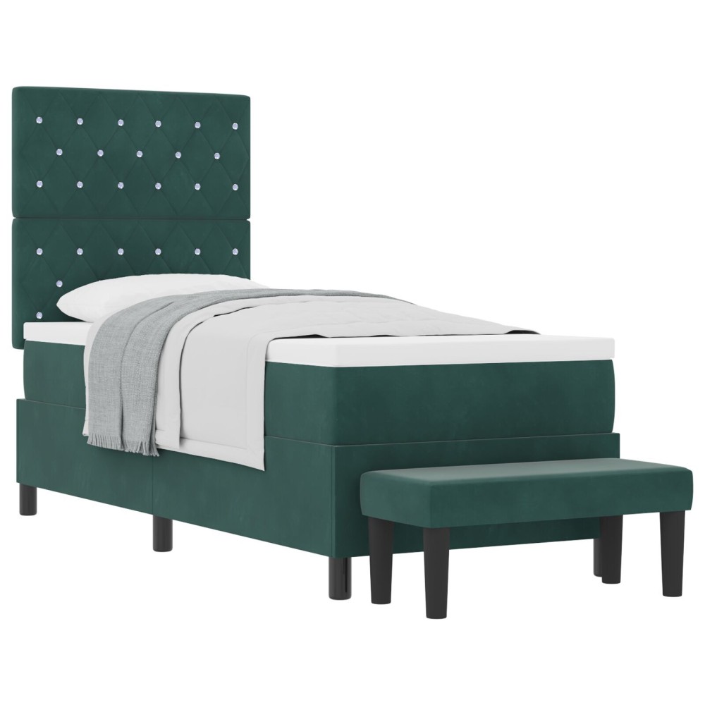 vidaXL Pat cu arcuri cu saltea Verde închis 80 x 200 cm Catifea