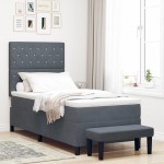 vidaXL Pat cu arcuri cu saltea Gri închis 90 x 190 cm Catifea vidaXL Pat cu arcuri cu saltea Gri închis 90 x 190 cm Catifea