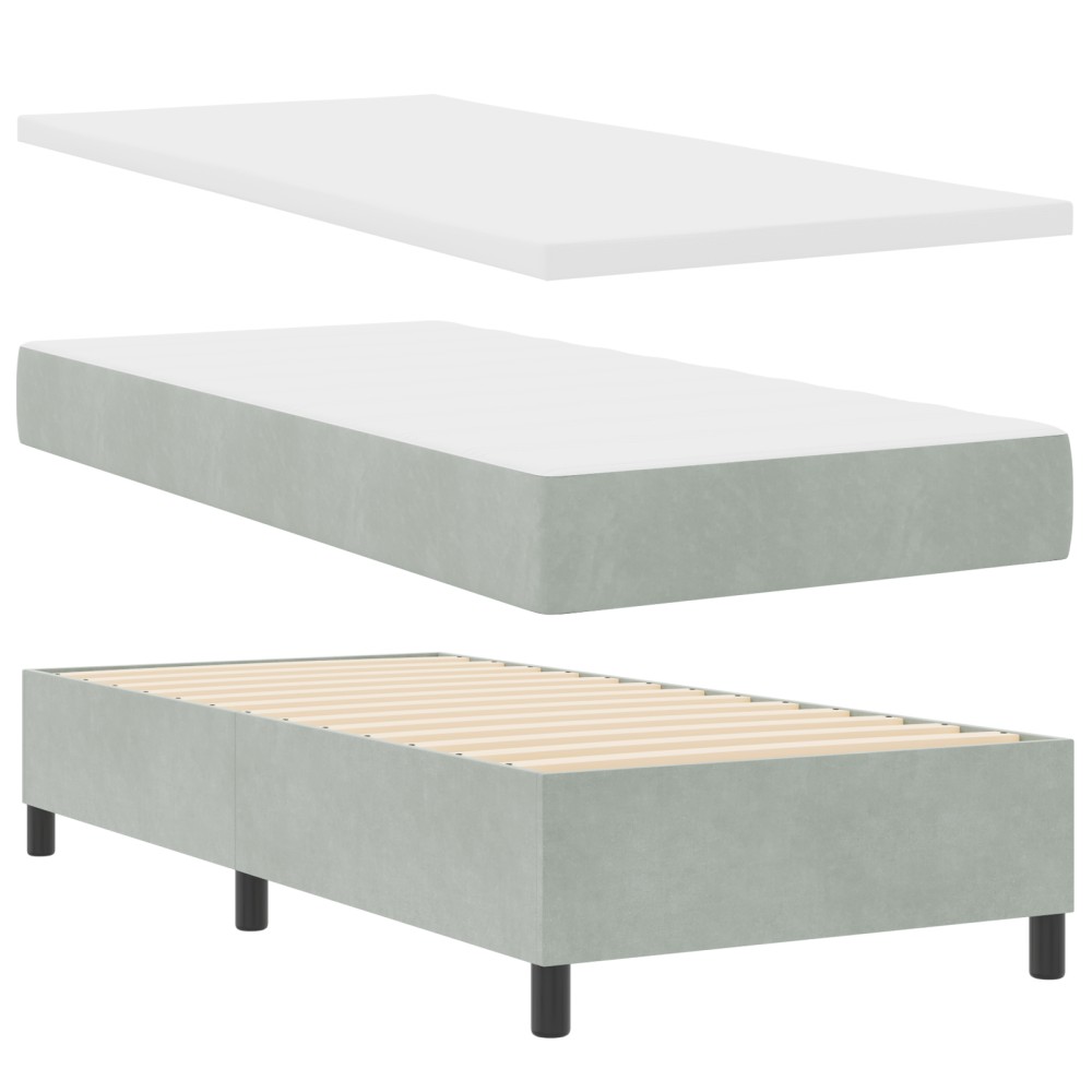 vidaXL Pat cu arcuri cu saltea Gri deschis 90 x 200 cm Catifea