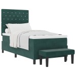 vidaXL Pat cu arcuri cu saltea Verde închis 90 x 200 cm Catifea vidaXL Pat cu arcuri cu saltea Verde închis 90 x 200 cm Catifea