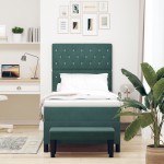 vidaXL Pat cu arcuri cu saltea Verde închis 90 x 200 cm Catifea vidaXL Pat cu arcuri cu saltea Verde închis 90 x 200 cm Catifea