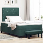 vidaXL Pat cu arcuri cu saltea Verde închis 120 x 190 cm Catifea vidaXL Pat cu arcuri cu saltea Verde închis 120 x 190 cm Catifea