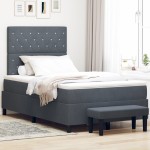 vidaXL Pat cu arcuri cu saltea Gri închis 120 x 200 cm Catifea vidaXL Pat cu arcuri cu saltea Gri închis 120 x 200 cm Catifea