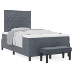 vidaXL Pat cu arcuri cu saltea Gri închis 120 x 200 cm Catifea vidaXL Pat cu arcuri cu saltea Gri închis 120 x 200 cm Catifea