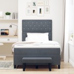vidaXL Pat cu arcuri cu saltea Gri închis 120 x 200 cm Catifea vidaXL Pat cu arcuri cu saltea Gri închis 120 x 200 cm Catifea
