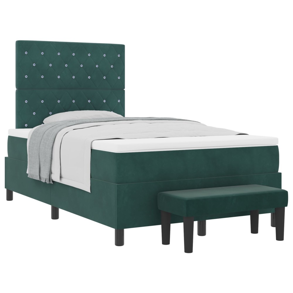 vidaXL Pat cu arcuri cu saltea Verde închis 120 x 200 cm Catifea