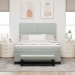vidaXL Pat cu arcuri cu saltea Gri deschis 140 x 190 cm Catifea
