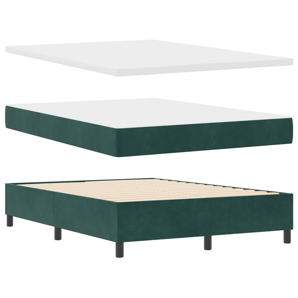 vidaXL Pat cu arcuri cu saltea Verde închis 140 x 200 cm Catifea