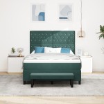 vidaXL Pat cu arcuri cu saltea Verde închis 140 x 200 cm Catifea vidaXL Pat cu arcuri cu saltea Verde închis 140 x 200 cm Catifea