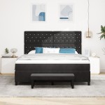 vidaXL Pat cu arcuri cu saltea cu headboard Negru 180 x 200 cm Catifea