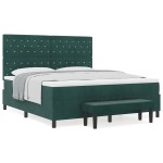 vidaXL Pat cu arcuri cu saltea Verde închis 180 x 200 cm Catifea vidaXL Pat cu arcuri cu saltea Verde închis 180 x 200 cm Catifea