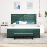 vidaXL Pat cu arcuri cu saltea Verde închis 180 x 200 cm Catifea vidaXL Pat cu arcuri cu saltea Verde închis 180 x 200 cm Catifea