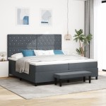 vidaXL Pat cu arcuri cu saltea Gri închis 200 x 200 cm Catifea vidaXL Pat cu arcuri cu saltea Gri închis 200 x 200 cm Catifea