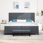 vidaXL Pat cu arcuri cu saltea Gri închis 200 x 200 cm Catifea vidaXL Pat cu arcuri cu saltea Gri închis 200 x 200 cm Catifea