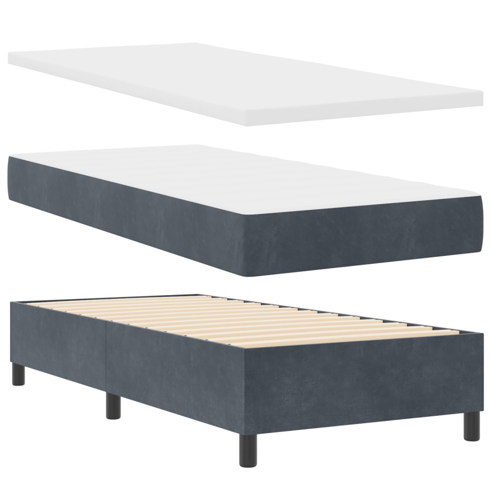 vidaXL Pat cu arcuri cu saltea Gri închis 90 x 190 cm Catifea
