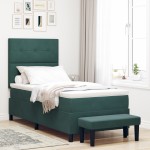 vidaXL Pat cu arcuri cu saltea Verde închis 90 x 200 cm Catifea vidaXL Pat cu arcuri cu saltea Verde închis 90 x 200 cm Catifea