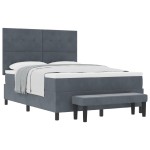 vidaXL Pat cu arcuri cu saltea Gri închis 160 x 200 cm Catifea vidaXL Pat cu arcuri cu saltea Gri închis 160 x 200 cm Catifea