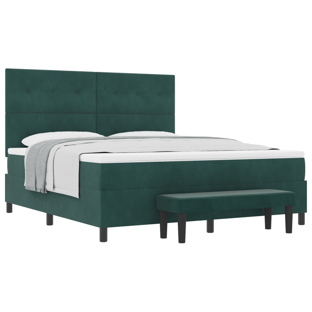 vidaXL Pat cu arcuri cu saltea Verde închis 180 x 200 cm Catifea