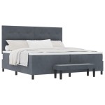 vidaXL Pat cu arcuri cu saltea Gri închis 200 x 200 cm Catifea vidaXL Pat cu arcuri cu saltea Gri închis 200 x 200 cm Catifea