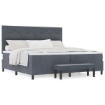 vidaXL Pat cu arcuri cu saltea Gri închis 200 x 200 cm Catifea vidaXL Pat cu arcuri cu saltea Gri închis 200 x 200 cm Catifea