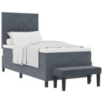 vidaXL Pat cu arcuri cu saltea Gri închis 90 x 190 cm Catifea vidaXL Pat cu arcuri cu saltea Gri închis 90 x 190 cm Catifea