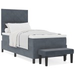 vidaXL Pat cu arcuri cu saltea Gri închis 90 x 190 cm Catifea vidaXL Pat cu arcuri cu saltea Gri închis 90 x 190 cm Catifea