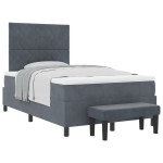 vidaXL Pat cu arcuri cu saltea Gri închis 120 x 200 cm Catifea vidaXL Pat cu arcuri cu saltea Gri închis 120 x 200 cm Catifea