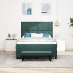 vidaXL Pat cu arcuri cu saltea Verde închis 140 x 190 cm Catifea vidaXL Pat cu arcuri cu saltea Verde închis 140 x 190 cm Catifea