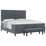 vidaXL Pat cu arcuri cu saltea Gri închis 180 x 200 cm Catifea vidaXL Pat cu arcuri cu saltea Gri închis 180 x 200 cm Catifea