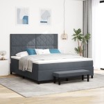 vidaXL Pat cu arcuri cu saltea Gri închis 180 x 200 cm Catifea vidaXL Pat cu arcuri cu saltea Gri închis 180 x 200 cm Catifea