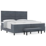 vidaXL Pat cu arcuri cu saltea Gri închis 200 x 200 cm Catifea vidaXL Pat cu arcuri cu saltea Gri închis 200 x 200 cm Catifea