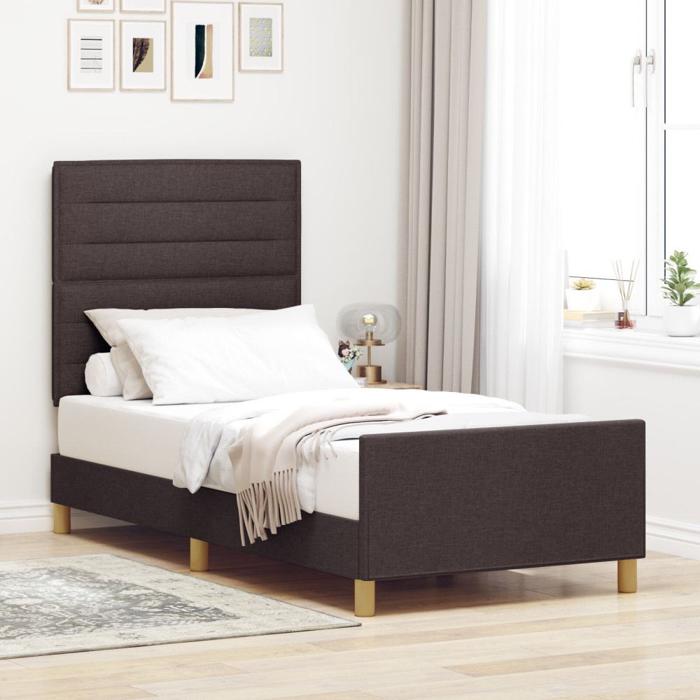 vidaXL Cadru de pat cu headboard Maro închis 80 x 200 cm țesătură