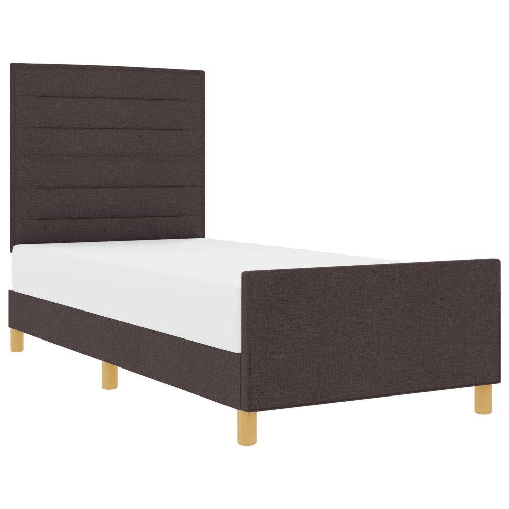 vidaXL Cadru de pat cu headboard Maro închis 90 x 190 cm țesătură
