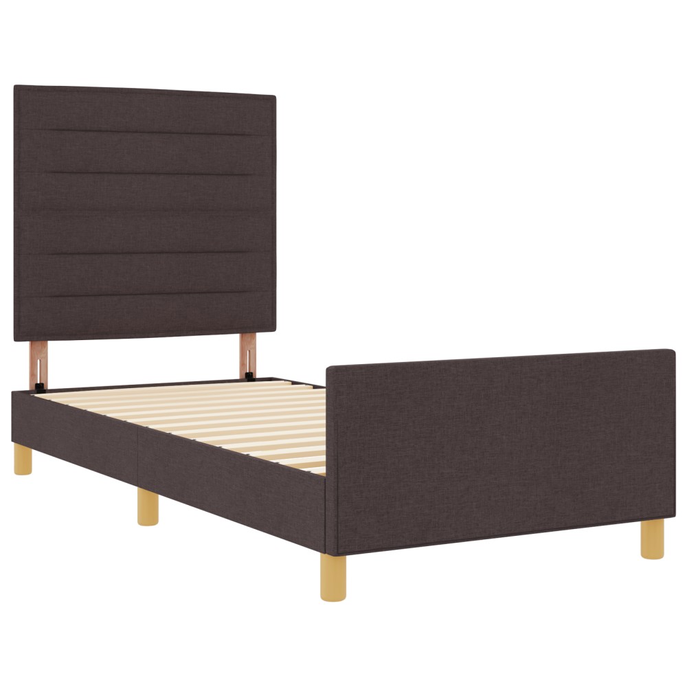 vidaXL Cadru de pat cu headboard Maro închis 90 x 200 cm țesătură