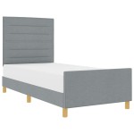 vidaXL Cadru de pat cu headboard Gri deschis 100 x 200 cm țesătură vidaXL Cadru de pat cu headboard Gri deschis 100 x 200 cm țesătură