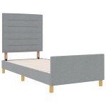 vidaXL Cadru de pat cu headboard Gri deschis 100 x 200 cm țesătură vidaXL Cadru de pat cu headboard Gri deschis 100 x 200 cm țesătură