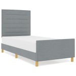 vidaXL Cadru de pat cu headboard Gri deschis 100 x 200 cm țesătură vidaXL Cadru de pat cu headboard Gri deschis 100 x 200 cm țesătură