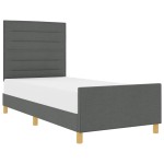 vidaXL Cadru de pat cu headboard Gri închis 100 x 200 cm țesătură