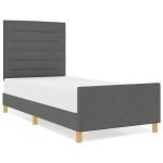 vidaXL Cadru de pat cu headboard Gri închis 100 x 200 cm țesătură