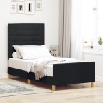 vidaXL Cadru de pat cu headboard Negru 100 x 200 cm țesătură vidaXL Cadru de pat cu headboard Negru 100 x 200 cm țesătură