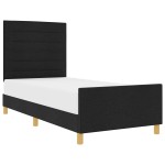 vidaXL Cadru de pat cu headboard Negru 100 x 200 cm țesătură vidaXL Cadru de pat cu headboard Negru 100 x 200 cm țesătură