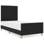 vidaXL Cadru de pat cu headboard Negru 100 x 200 cm țesătură vidaXL Cadru de pat cu headboard Negru 100 x 200 cm țesătură