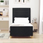 vidaXL Cadru de pat cu headboard Negru 100 x 200 cm țesătură vidaXL Cadru de pat cu headboard Negru 100 x 200 cm țesătură