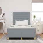 vidaXL Cadru de pat cu headboard Gri deschis 120 x 190 cm țesătură vidaXL Cadru de pat cu headboard Gri deschis 120 x 190 cm țesătură