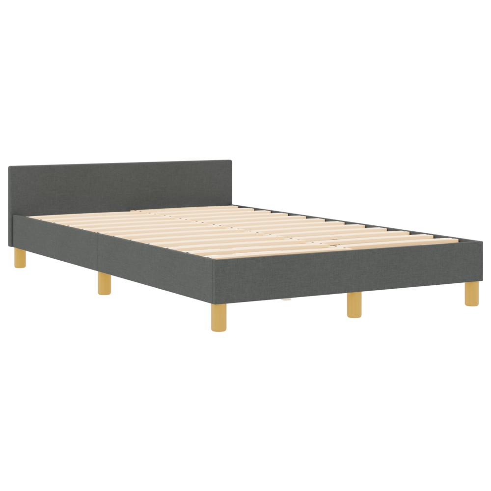 vidaXL Cadru de pat cu headboard Gri închis 120 x 190 cm țesătură