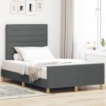 vidaXL Cadru de pat cu headboard Gri închis 120 x 190 cm țesătură vidaXL Cadru de pat cu headboard Gri închis 120 x 190 cm țesătură