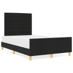 vidaXL Cadru de pat cu headboard Negru 120 x 190 cm țesătură vidaXL Cadru de pat cu headboard Negru 120 x 190 cm țesătură