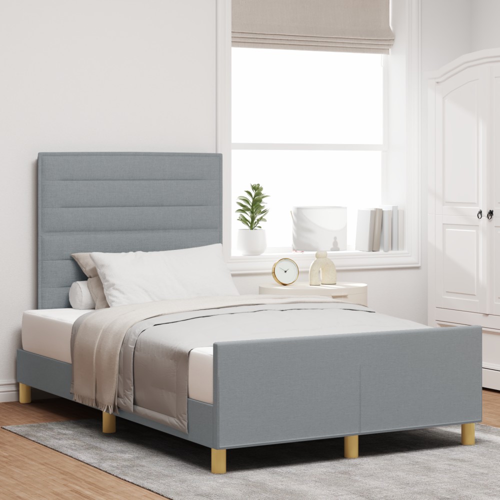 vidaXL Cadru de pat cu headboard Gri deschis 120 x 200 cm țesătură