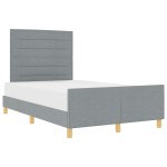 vidaXL Cadru de pat cu headboard Gri deschis 120 x 200 cm țesătură vidaXL Cadru de pat cu headboard Gri deschis 120 x 200 cm țesătură