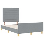 vidaXL Cadru de pat cu headboard Gri deschis 120 x 200 cm țesătură vidaXL Cadru de pat cu headboard Gri deschis 120 x 200 cm țesătură